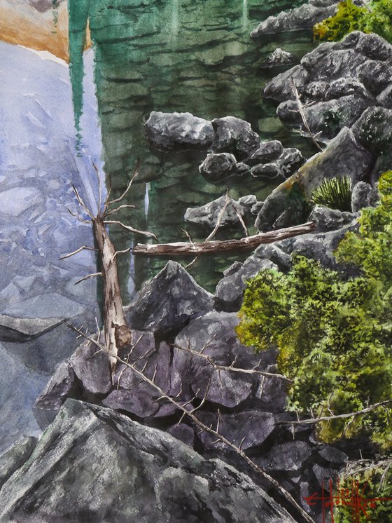 "Mountain lake" 2023 Watercolor on paper 100X35