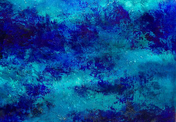 Blue abstract water landscape n°3 - Wall art Abstraction Home decor Oil painting