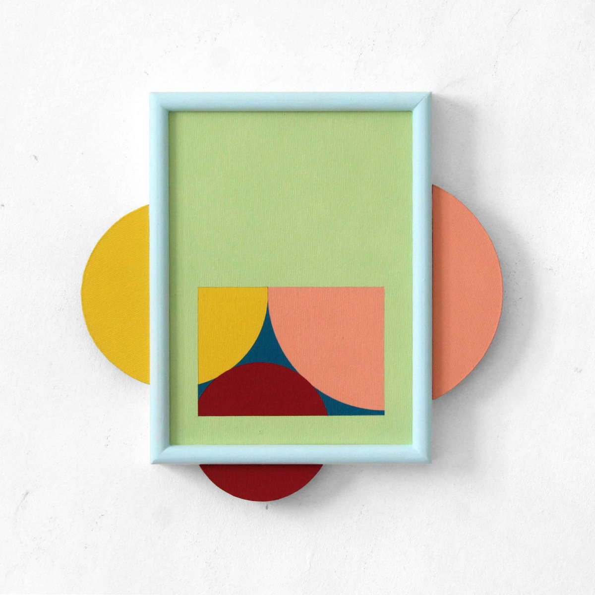 Geometric Abstract Acrylic Painting By Martin Singer, 11 X 10", 3Cc1F-25, Original Artwork