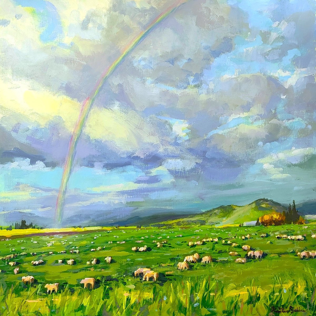 Impressionistic Landscape Acrylic Painting By Kristina Sellers, 18 X 18", The Promise, Original Artwork