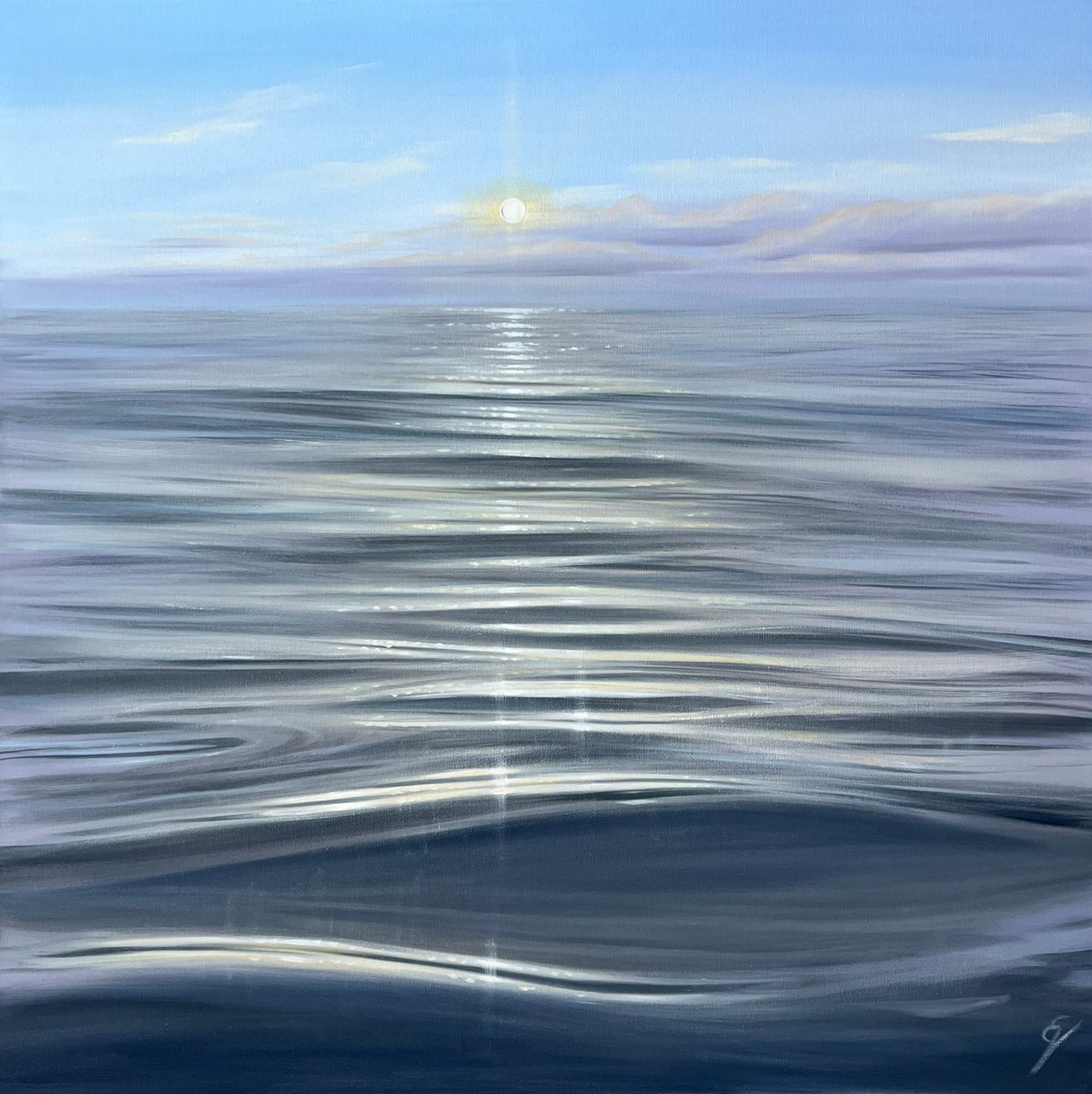 Photorealistic Landscape Oil Painting By Eva Volf, 36 X 36, In Your Light, Original Artwork