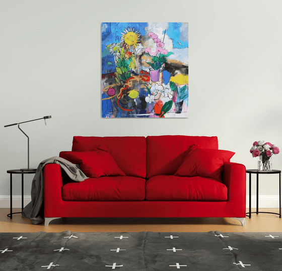 Sunflowers, Orchids and Fruits