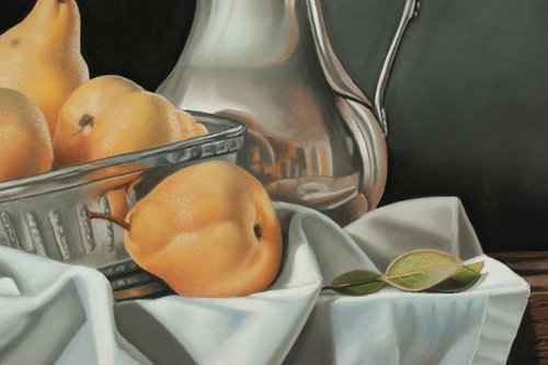 Pears and Silver Jug by Dietrich Moravec