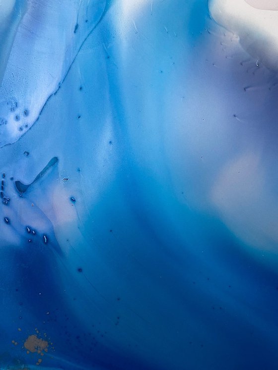 Silver Blue Large Abstract
