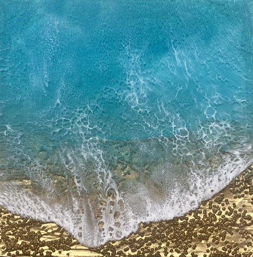 Teal Waves #35 Seascape Painting by Ana Hefco