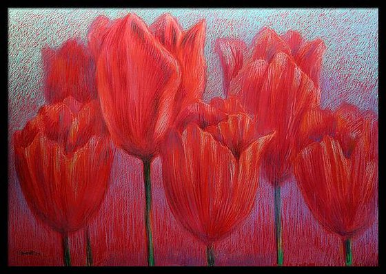 Red Tulips on Red