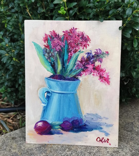 Hyacinth painting. 18x24 cm. Plein-air. Pittura Giacinto.