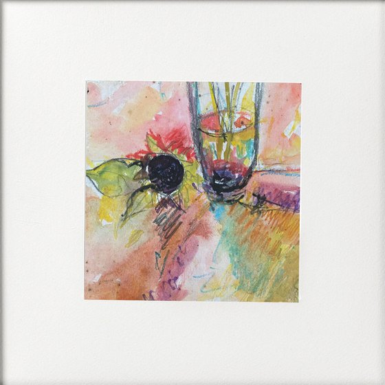 Abstract Still Life with Sunflower  Framed