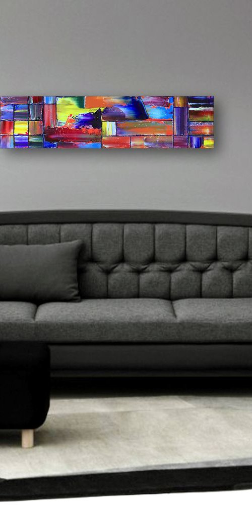 "Getting Clean" -  Original PMS Oil Painting On Recycled Wood - 31.5 x 7.5 inches by Preston M. Smith (PMS)