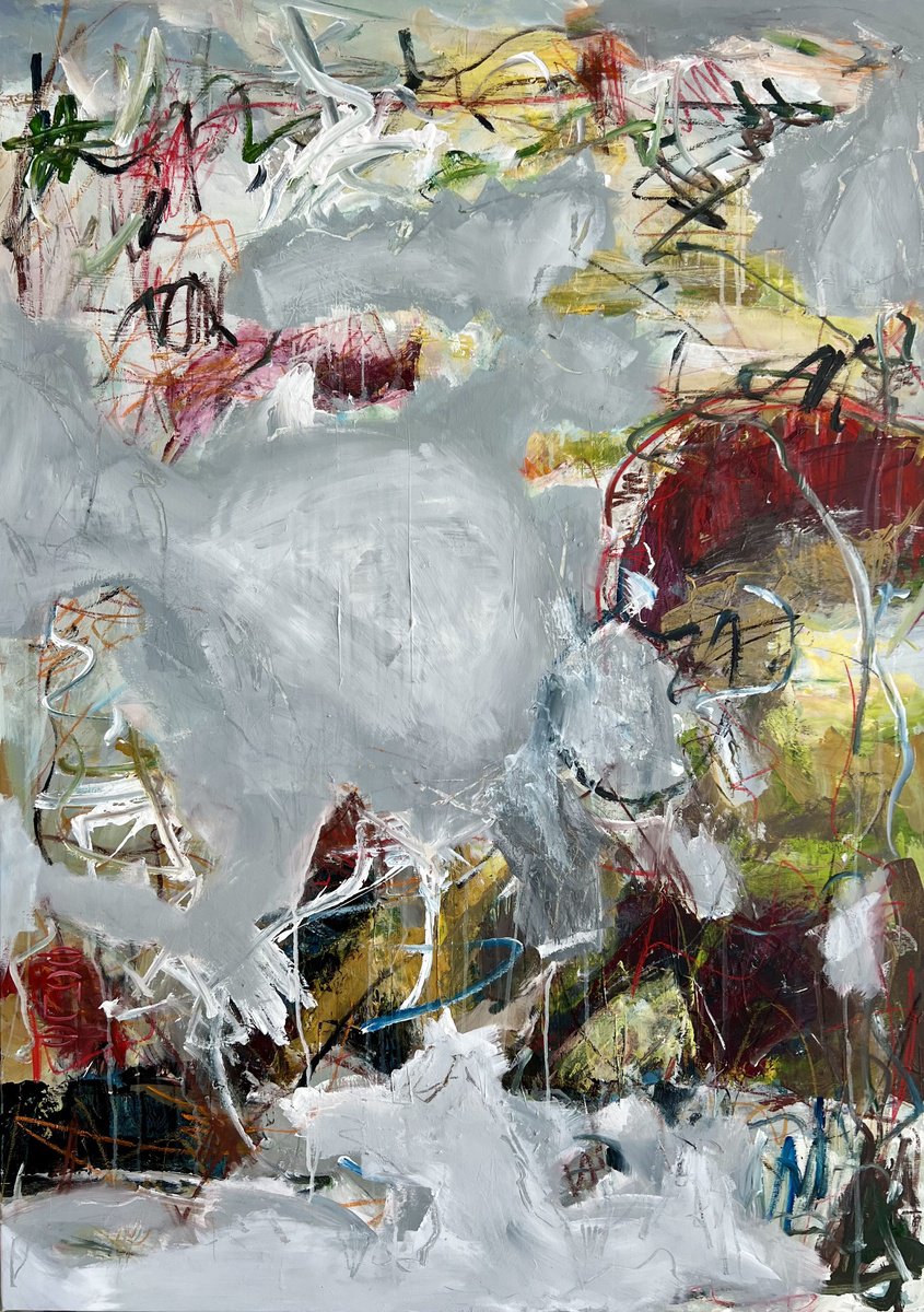 Abstract Acrylic Painting By Egle Kurlianskaite, 39 X 55, Busy Day Funk, Original Artwork