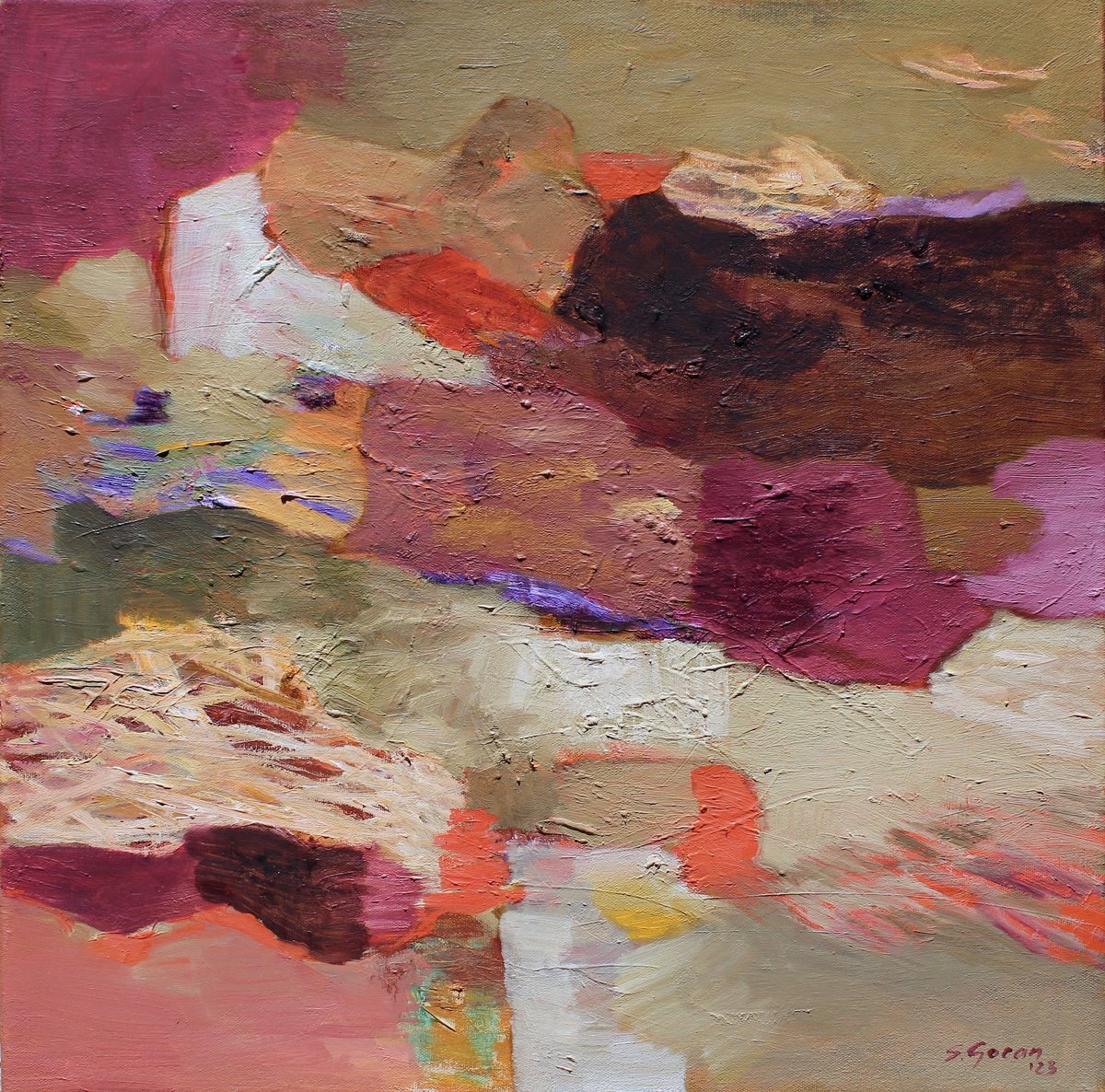 Organic Landscape Oil Painting By Simona Gocan, 20 X 20", Deep Shadows, Original Artwork