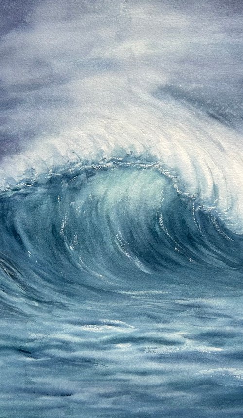 Sea Resonance. Watercolor wave by Oksana Shvachka