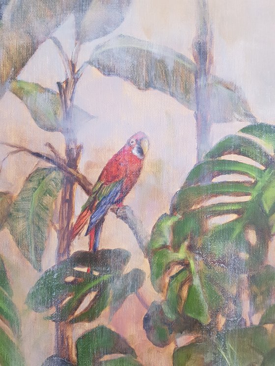 Tropical Scenery with Parrot