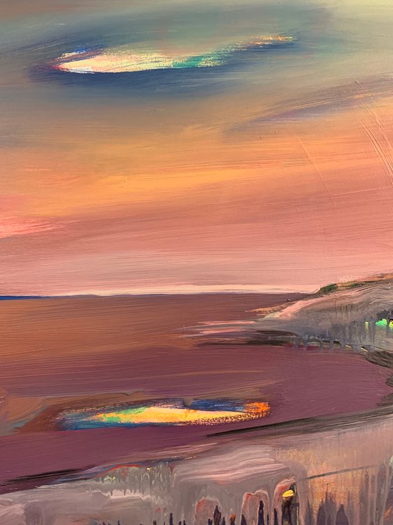 Xl Big painting - "Summer ocean" - Landscape - Seascape - Minimalism - Sea - Ocean - Sunset