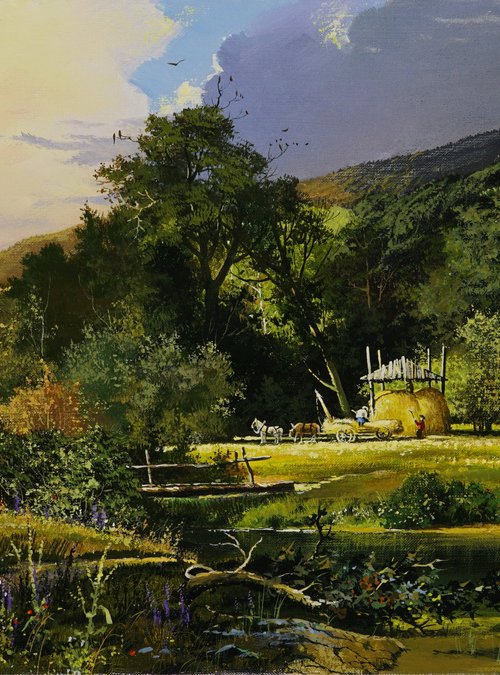 Summer by the pond by Viktar Yushkevich YUVART