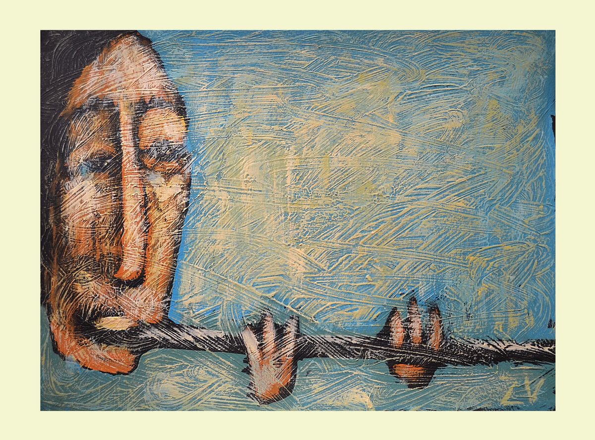 Naive Portrait Painting By Zhana Viel, 9 X 7", Fluitje, Original Artwork