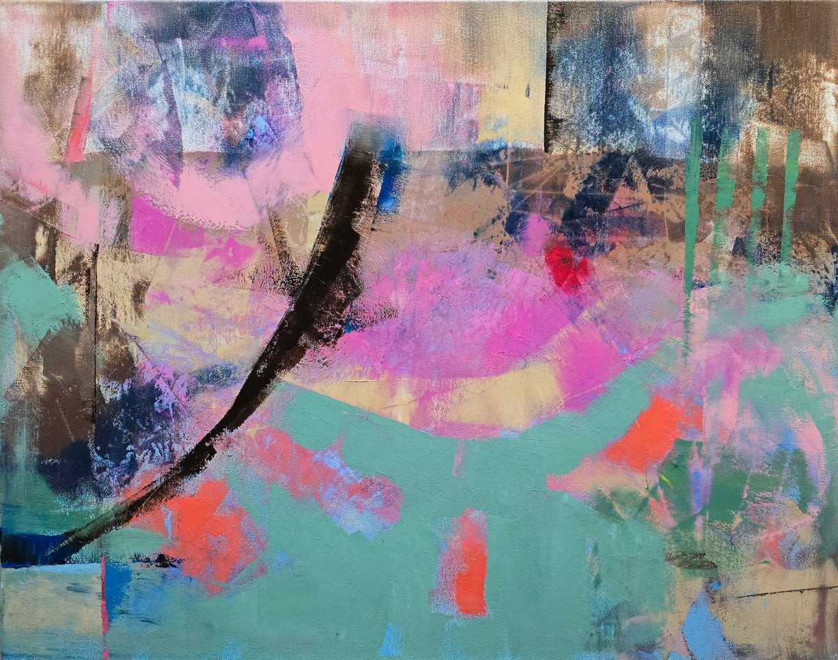 Abstract Oil Painting By Faith Patterson, 28 X 22, A Place To Rest, Original Artwork