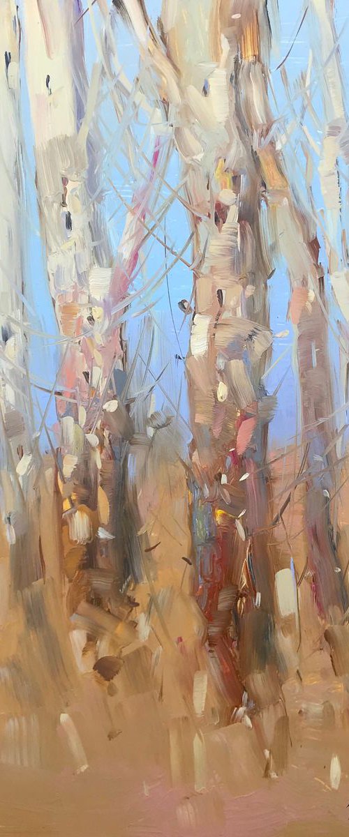 Autumn Trees, Landscape oil painting, Handmade artwork, by Vahe Yeremyan