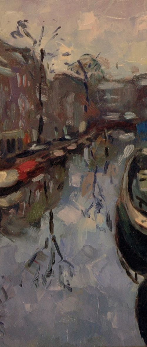 Boats in the Canal in Amsterdam by Andre Pallat