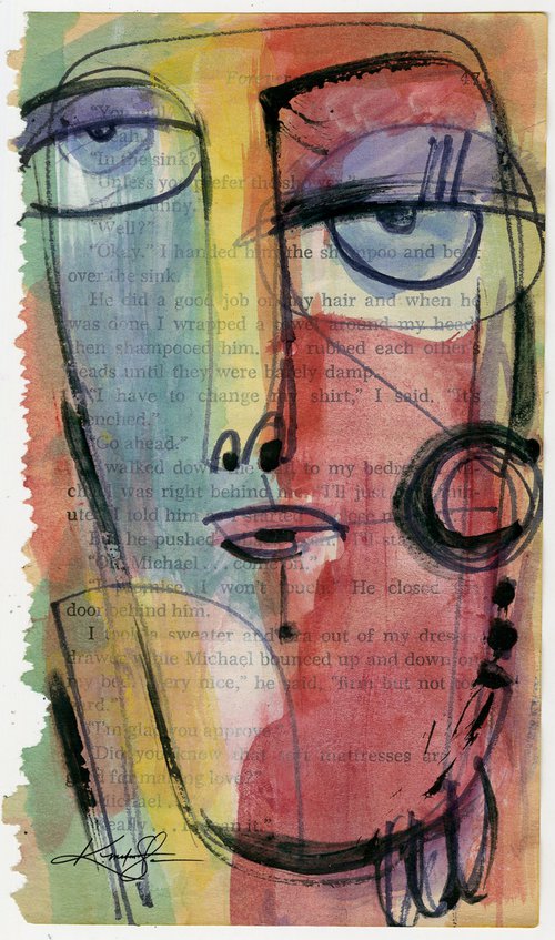 Funky Face 2021-3 - Mixed Media Painting by Kathy Morton Stanion by Kathy Morton Stanion