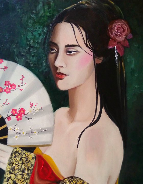 Magico Oriente - Geisha - portrait - oil painting