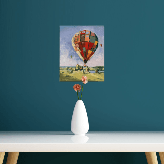 Landscape with an air balloon.