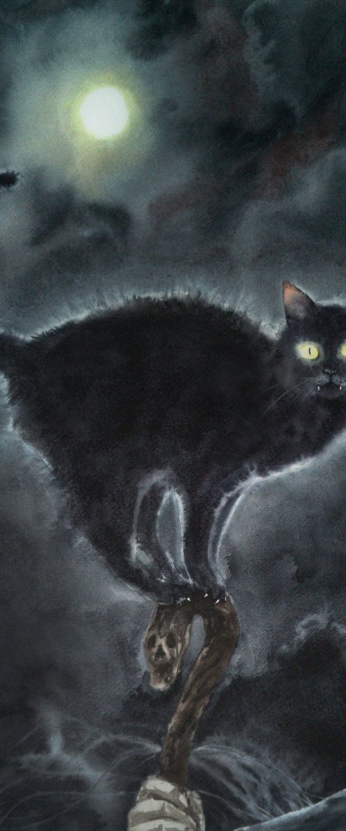 Black Cat by Olga Beliaeva Watercolour