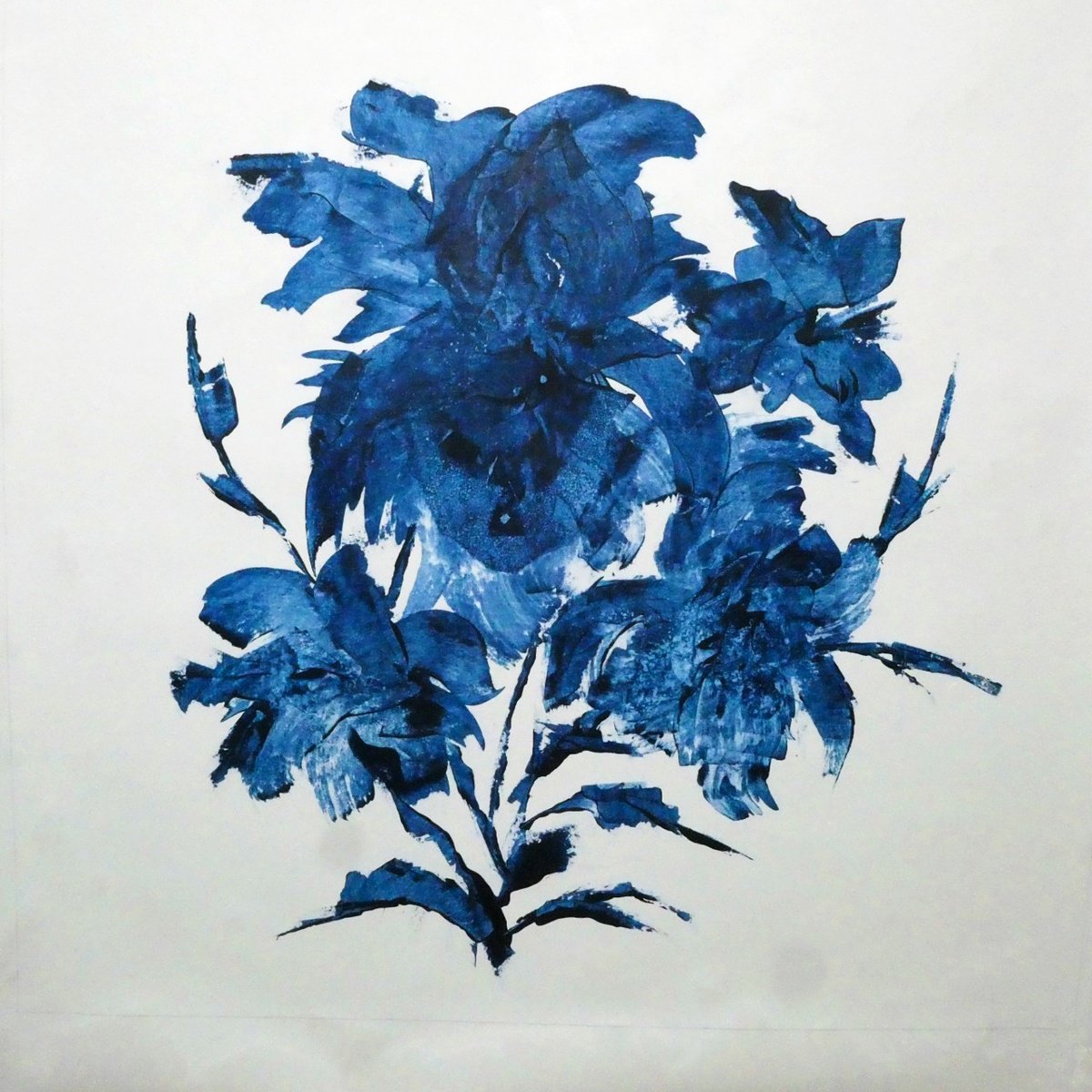 Blue Floral 2 By Oconnart, 34 X 34, Artwork For Sale On Artfinder