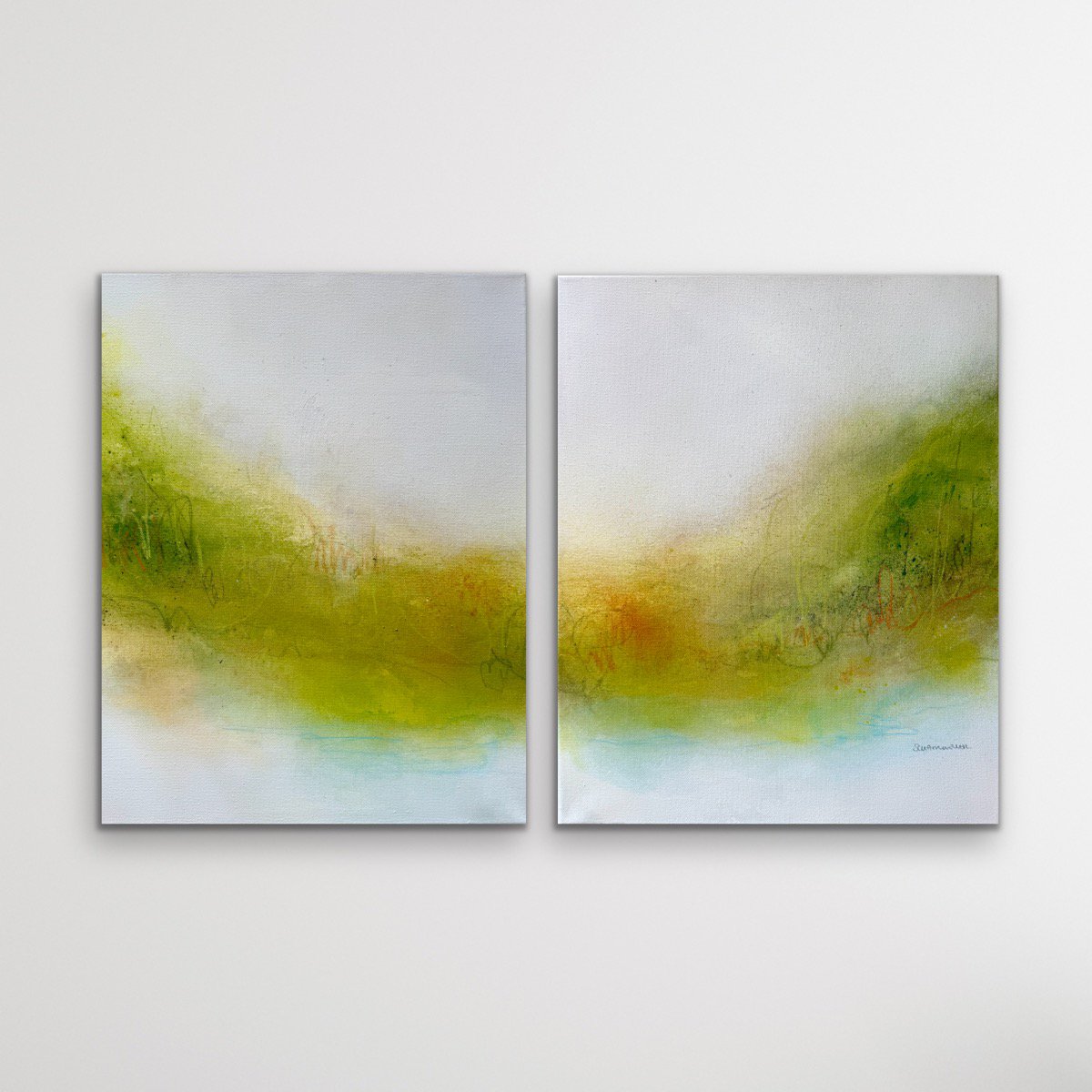 Expressive Landscape Acrylic Painting By Kirsten Schankweiler, 31 X 20", Dancing In The Country No. 13, Original Artwork