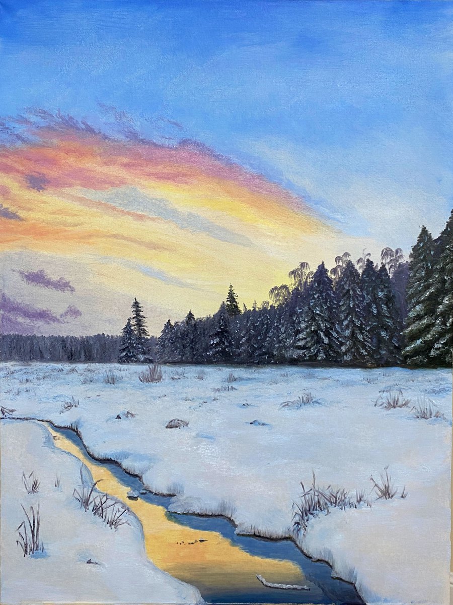 Winter stream, 60 x 80 cm by Marina Zotova