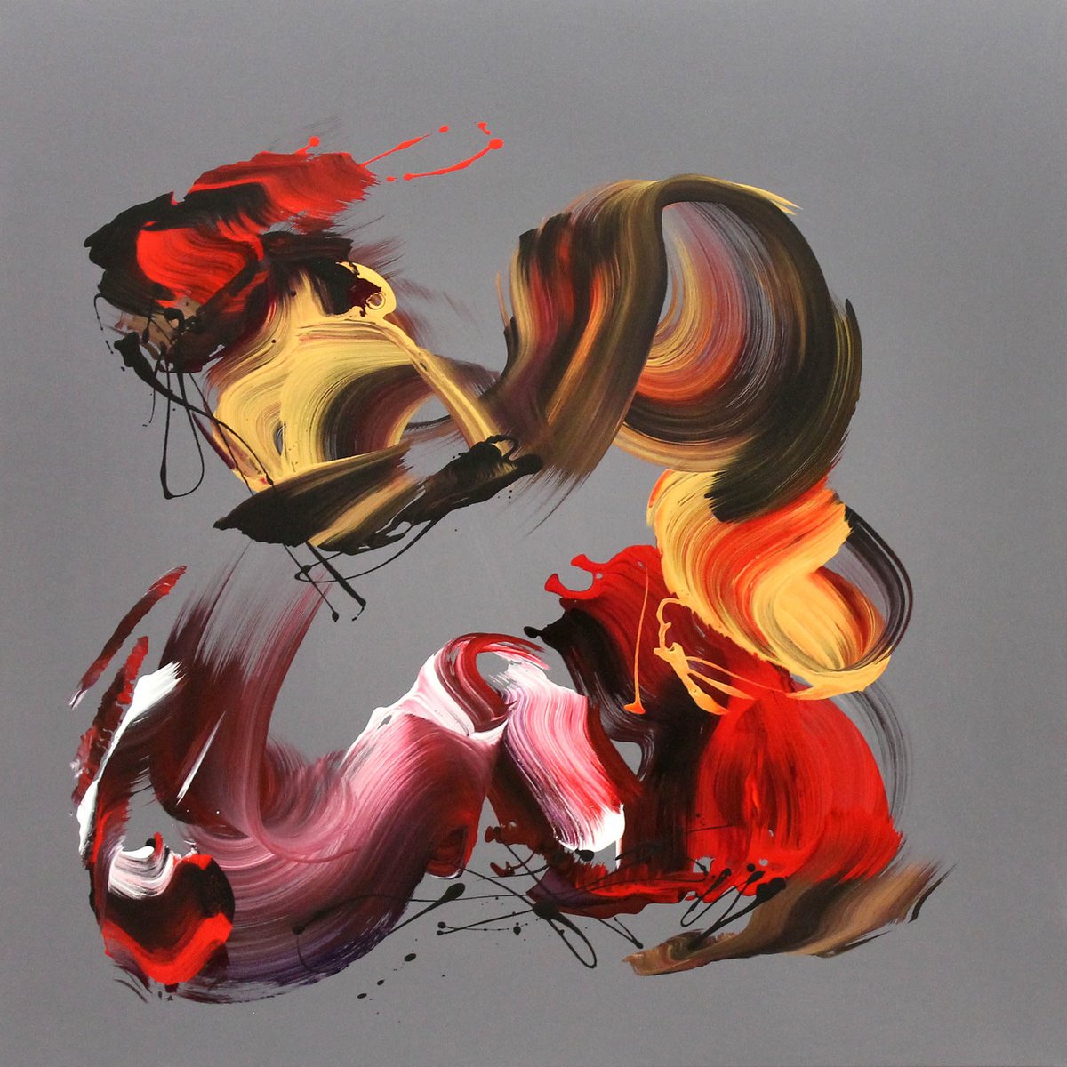 Abstract Acrylic Painting By Paresh Nrshinga Frsa, 36 X 36", Fiery Symphony Iii, Original Artwork