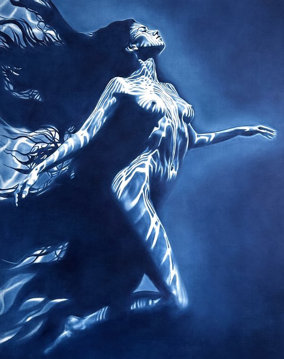 Carrying the Light – Deep Blue Water Nude