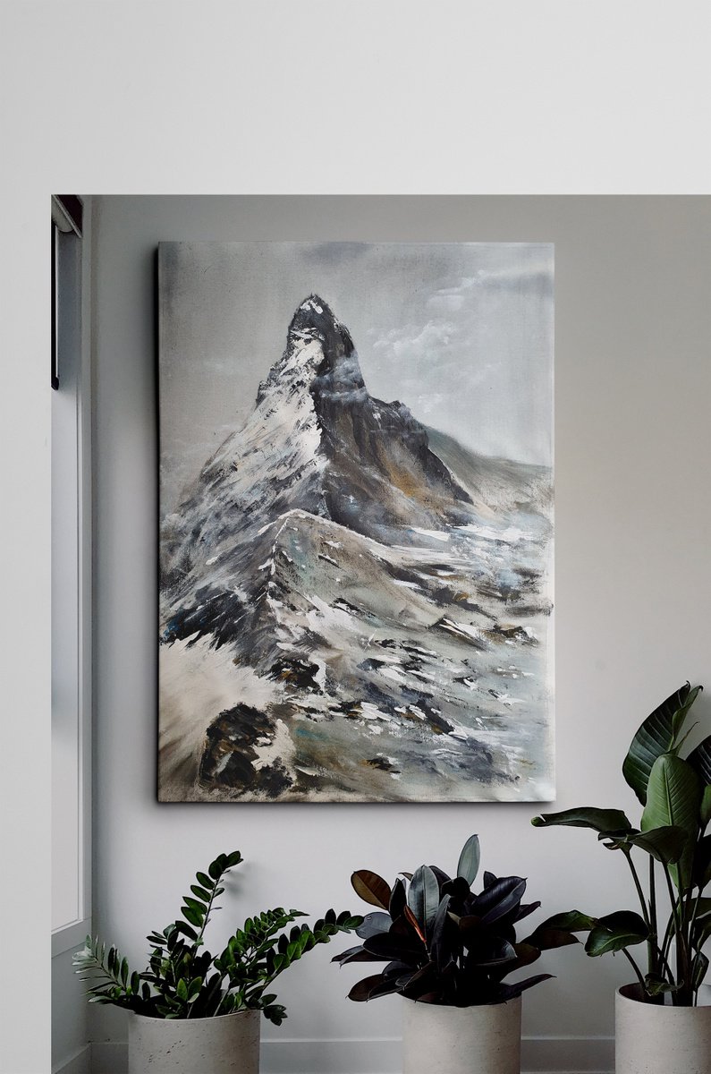 Abstract Acrylic Painting By Yulia Schuster, 22 X 30", Mountains Calling, Original Artwork