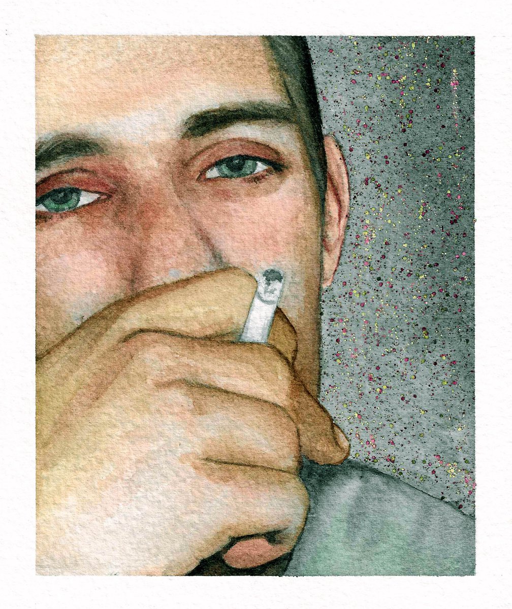 Urban And Pop Portrait Watercolour By Andromachi Giannopoulou, 6 X 7, Stergious, Original Artwork