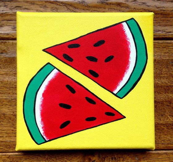 Watermelon Pop Art Acrylic Paint On Small Canvas