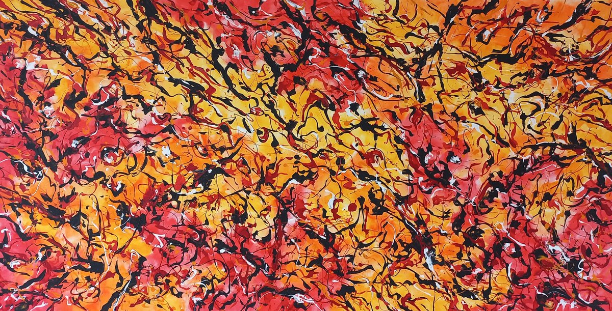 Abstract Acrylic Painting By Max Yaskin, 84 X 44", Spartacus By M.y., Original Artwork