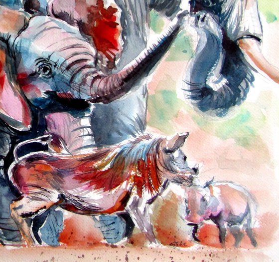 Elephant baby playing