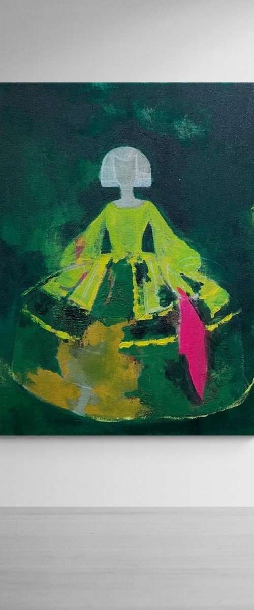 Green Figurative Abstract by Gela MIKAVA