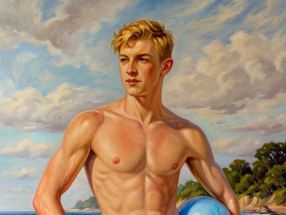 SUMMER REVERIE (NUDE MAN ON THE BEACH)