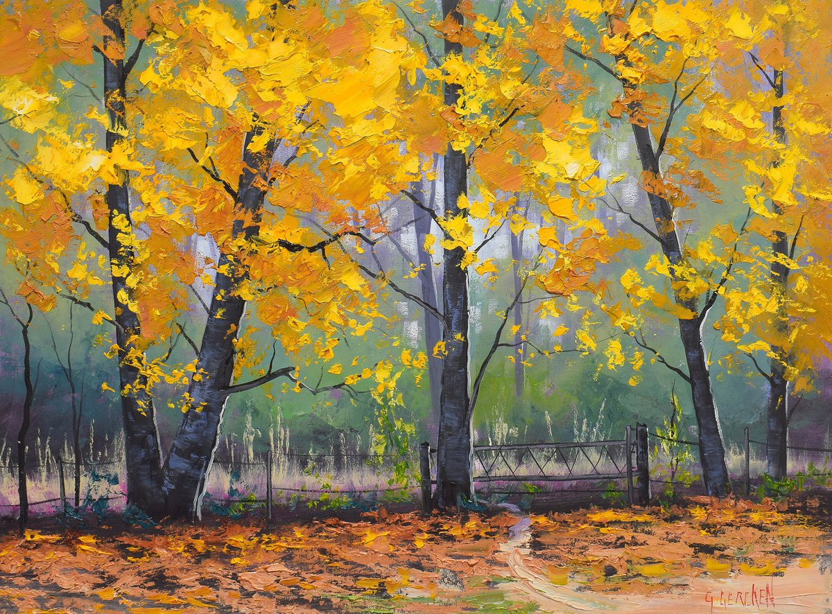 Autumn trees yellow orange bold colours by Graham Gercken