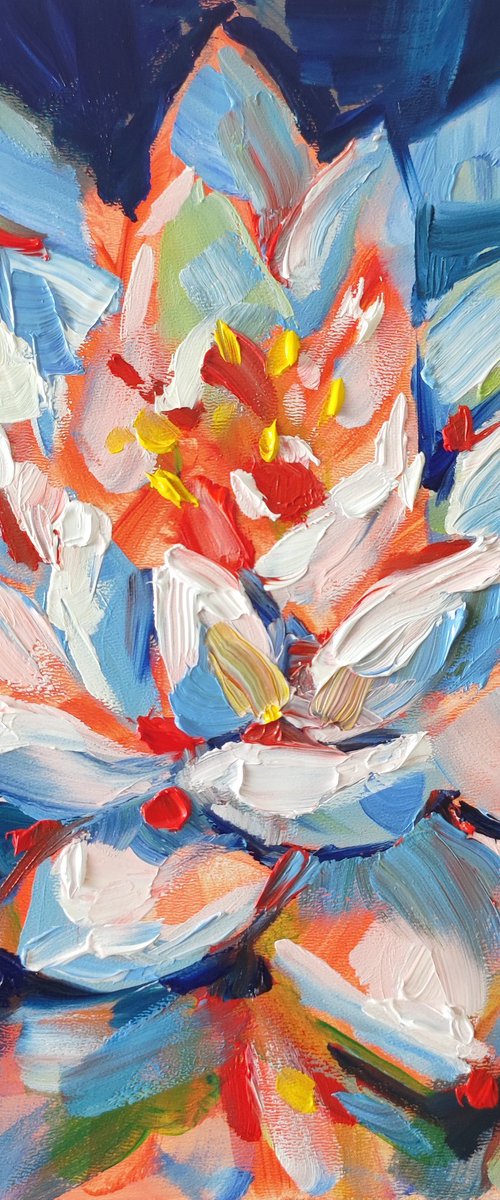 White Lotus. Oil Painting by Natalia Miasnikova