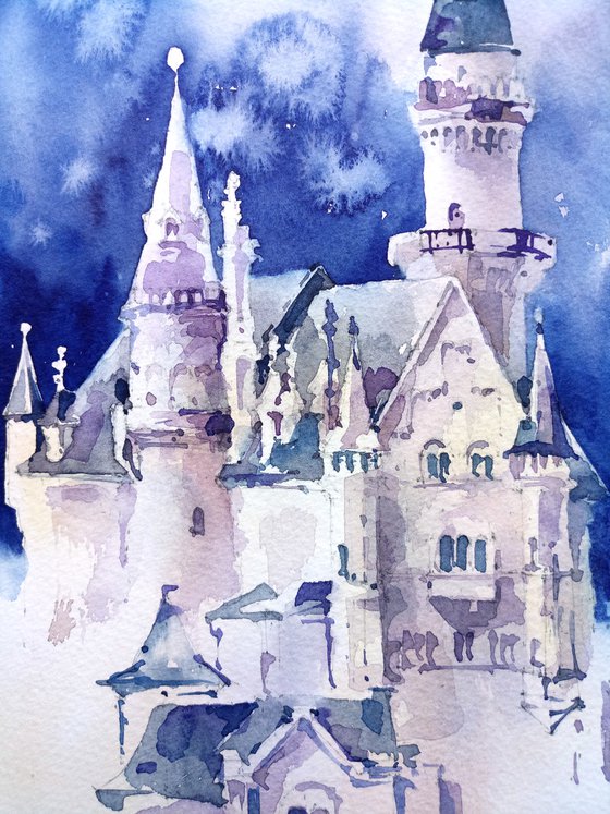 "Neuschwanstein Castle" original watercolor work