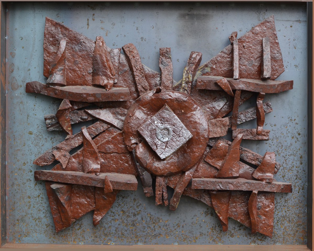 Expressive Landscape Relief By Ognyan Chitakov, 33 X 27", "Aztec Sun", Original Artwork