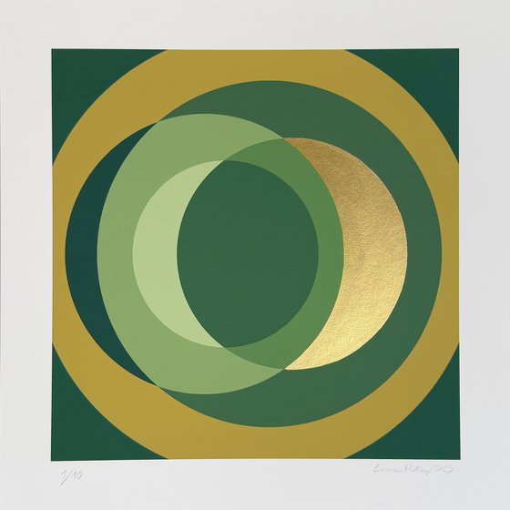 Fine Art Print & Gold painted. Forest Green