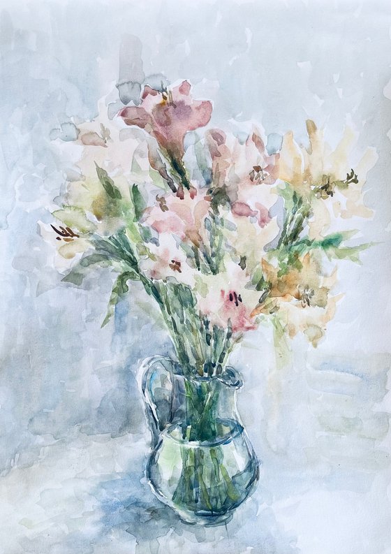 Bouquet in jug 16,5x23,2 in