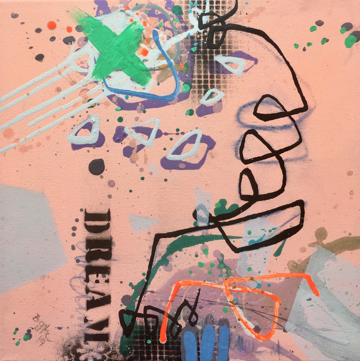 Geometric Abstract Acrylic Painting By Bea Schubert, 12 X 12, Dream No.7, Original Artwork