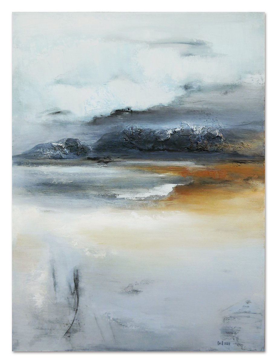 An impressionistic work The Coastline in the Fog by Olesia Grygoruk