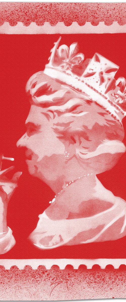 Spliff Queen red (on gorgeous watercolour paper). by Juan Sly