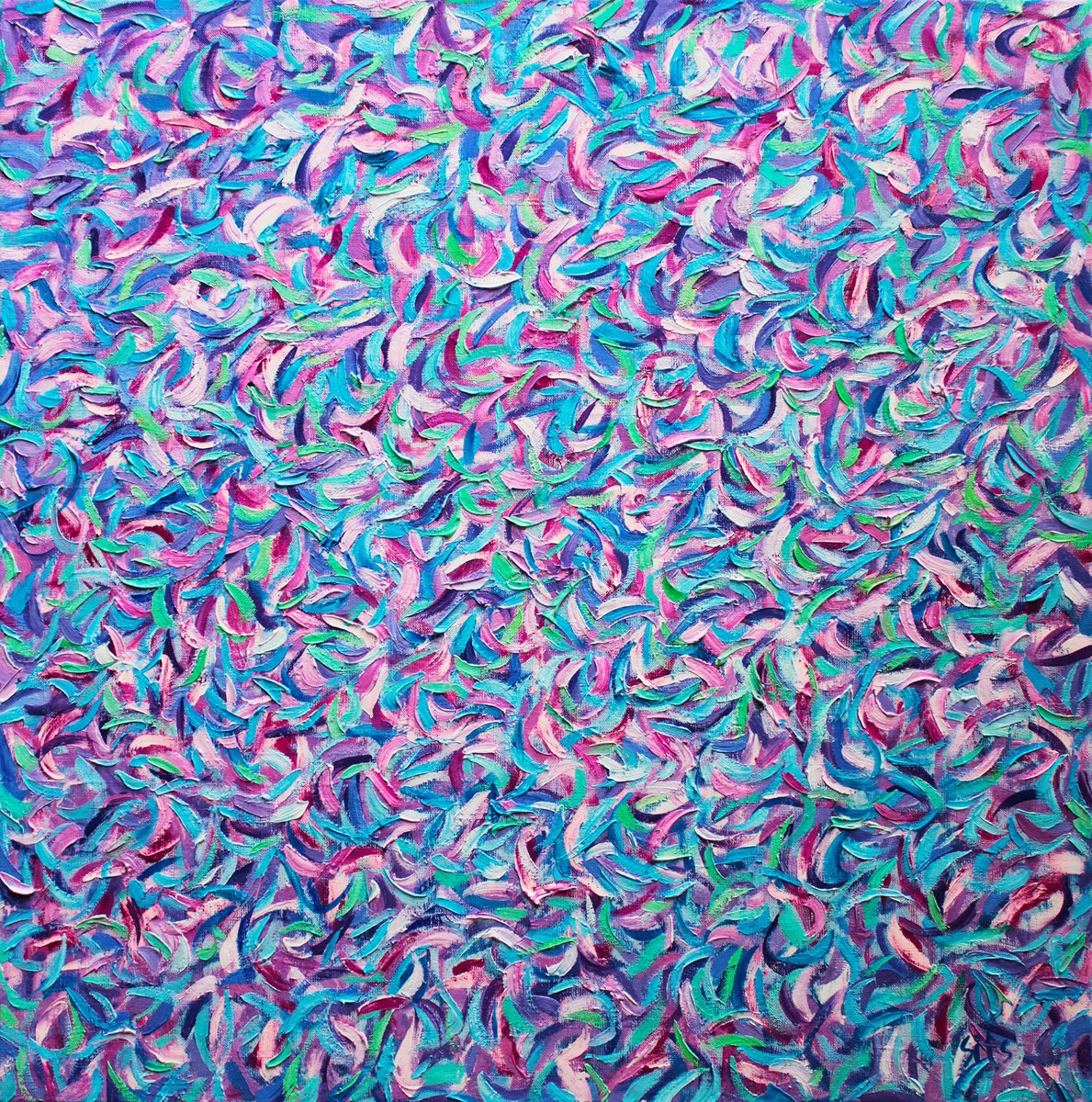 Abstract Botanical Oil Painting By Andrei Sitsko, 29 X 29, Summer Impressions, Original Artwork