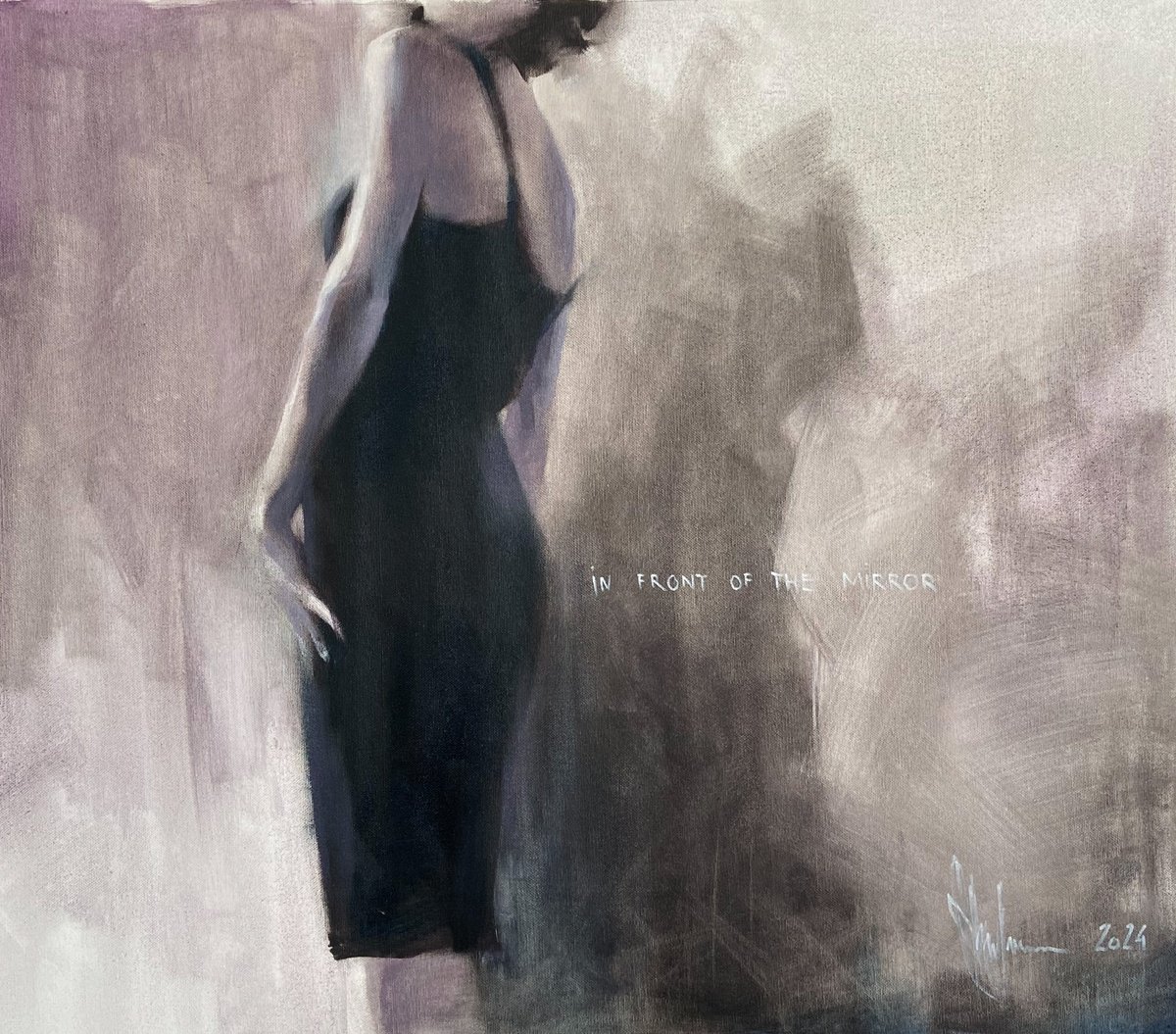 Expressive Portrait Oil Painting By Igor Shulman, 28 X 24, Etude No. 377. In Front Of A Mirror., Original Artwork